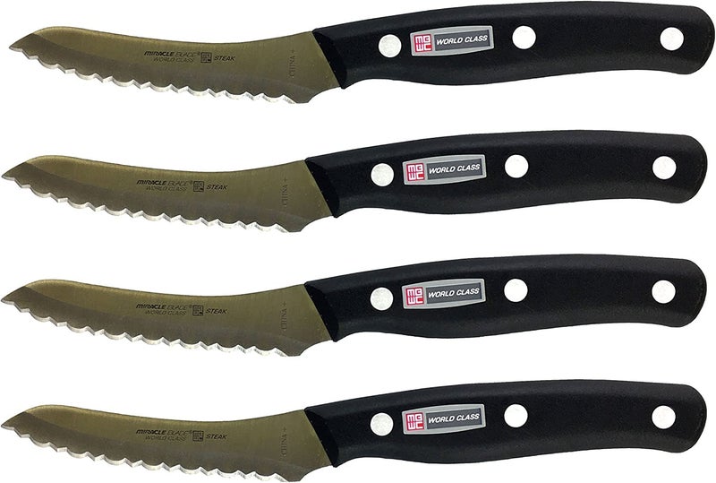 Miracle Blade IV World Class Professional Series Set of Four (4) Serrated Steak Knives - Image 4